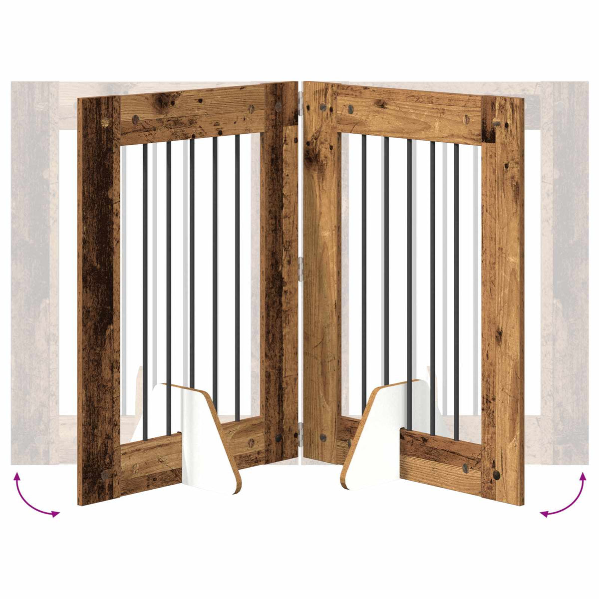 Vrata za pse s postoljem 4 pcs Staro drvo 60 x 80 cm