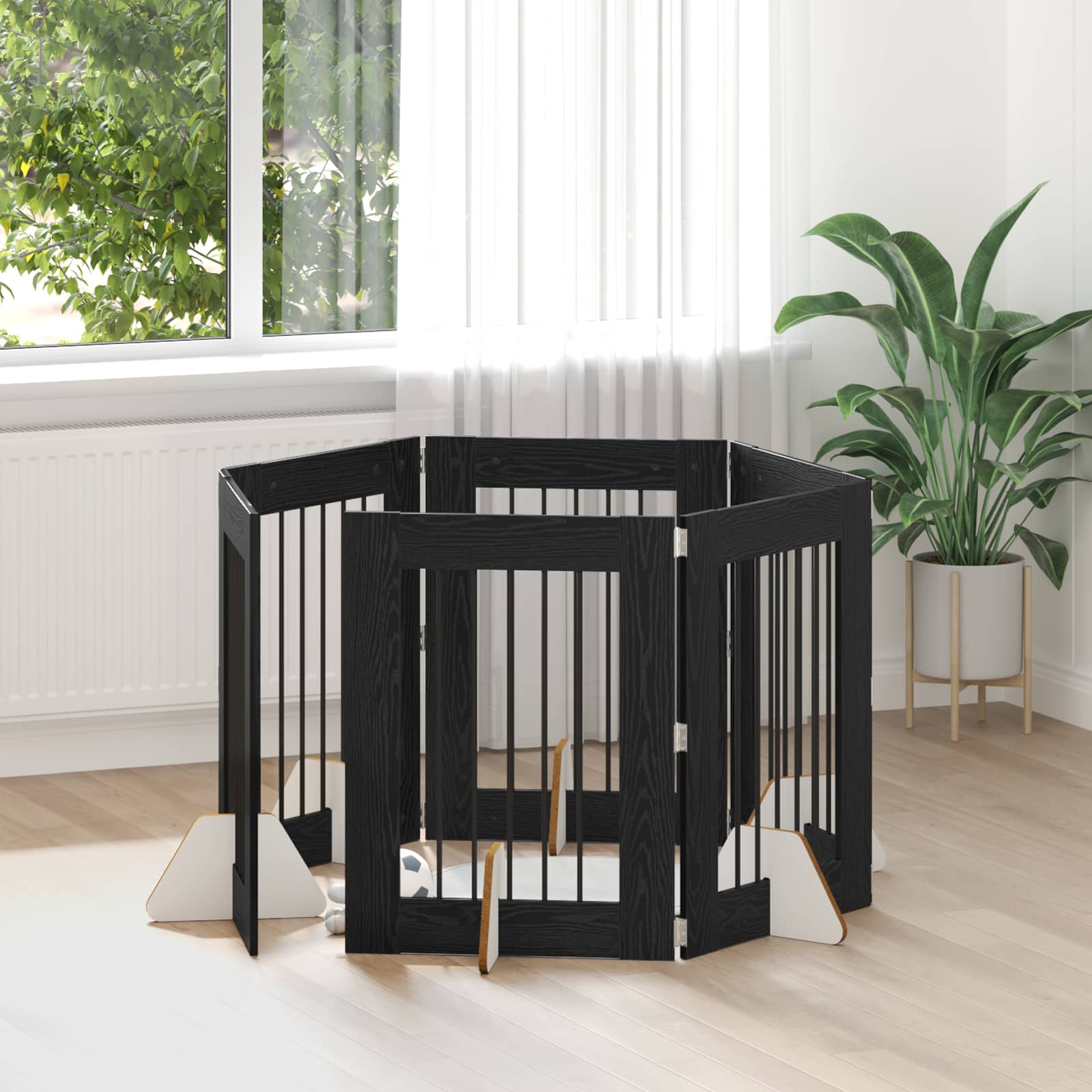 Vrata za pse s postoljem 6 pcs Crni hrast 60 x 80 cm