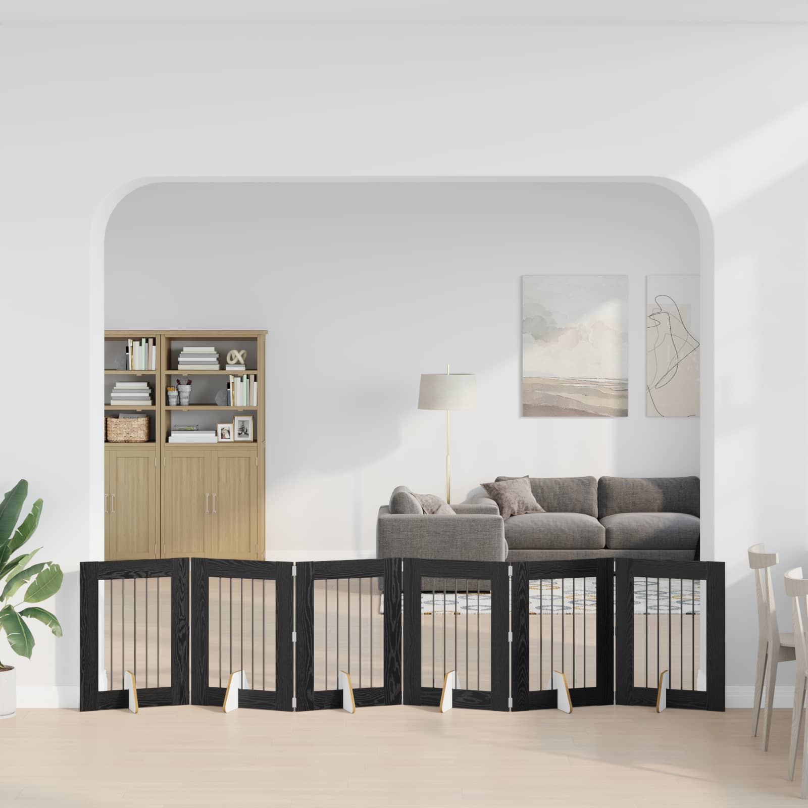 Vrata za pse s postoljem 6 pcs Crni hrast 60 x 80 cm