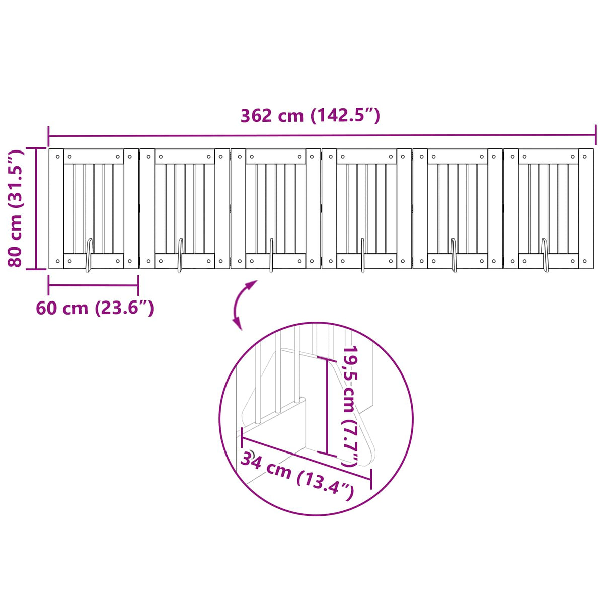 Vrata za pse s postoljem 6 pcs Crni hrast 60 x 80 cm