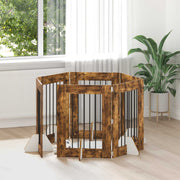 Vrata za pse s postoljem 6 pcs Dimljeni hrast 60 x 80 cm