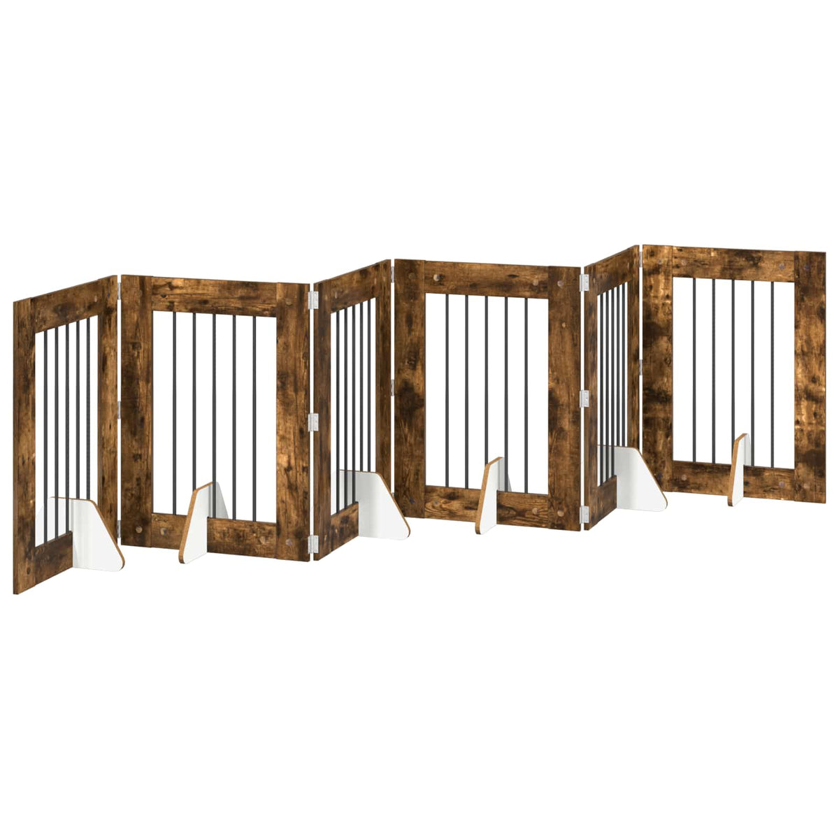 Vrata za pse s postoljem 6 pcs Dimljeni hrast 60 x 80 cm