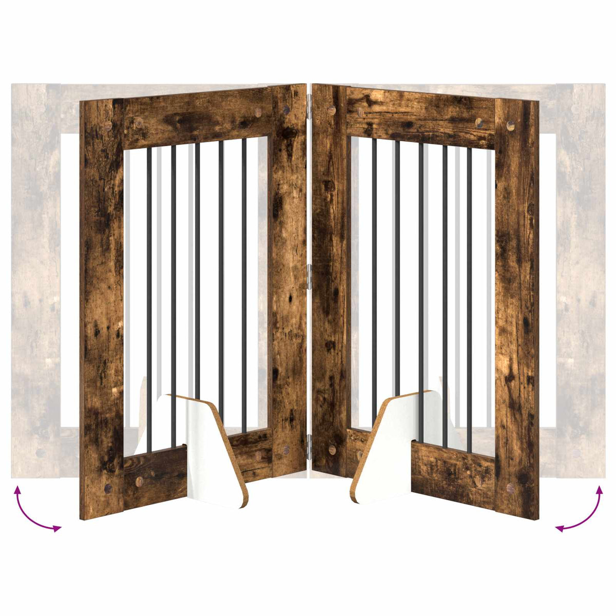 Vrata za pse s postoljem 6 pcs Dimljeni hrast 60 x 80 cm