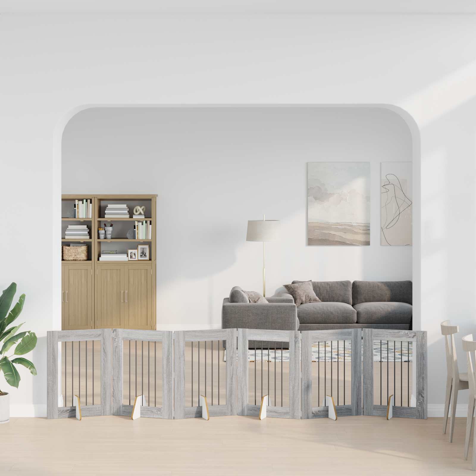 Vrata za pse s postoljem 6 pcs Siva sonoma 60 x 80 cm