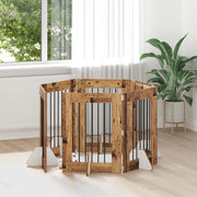 Vrata za pse s postoljem 6 pcs Staro drvo 60 x 80 cm
