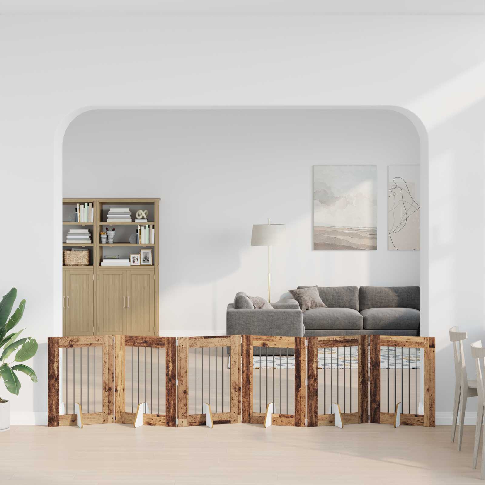 Vrata za pse s postoljem 6 pcs Staro drvo 60 x 80 cm