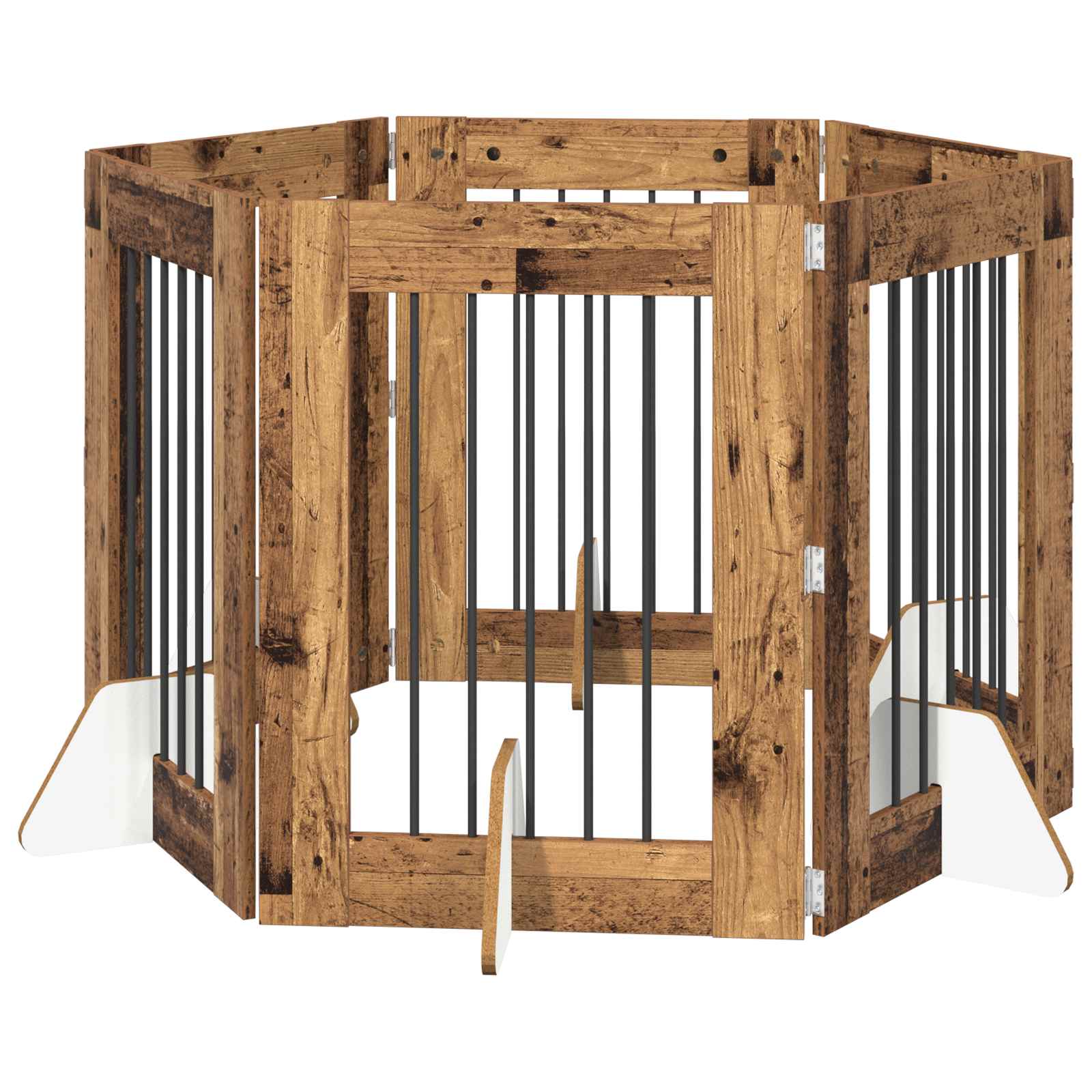 Vrata za pse s postoljem 6 pcs Staro drvo 60 x 80 cm
