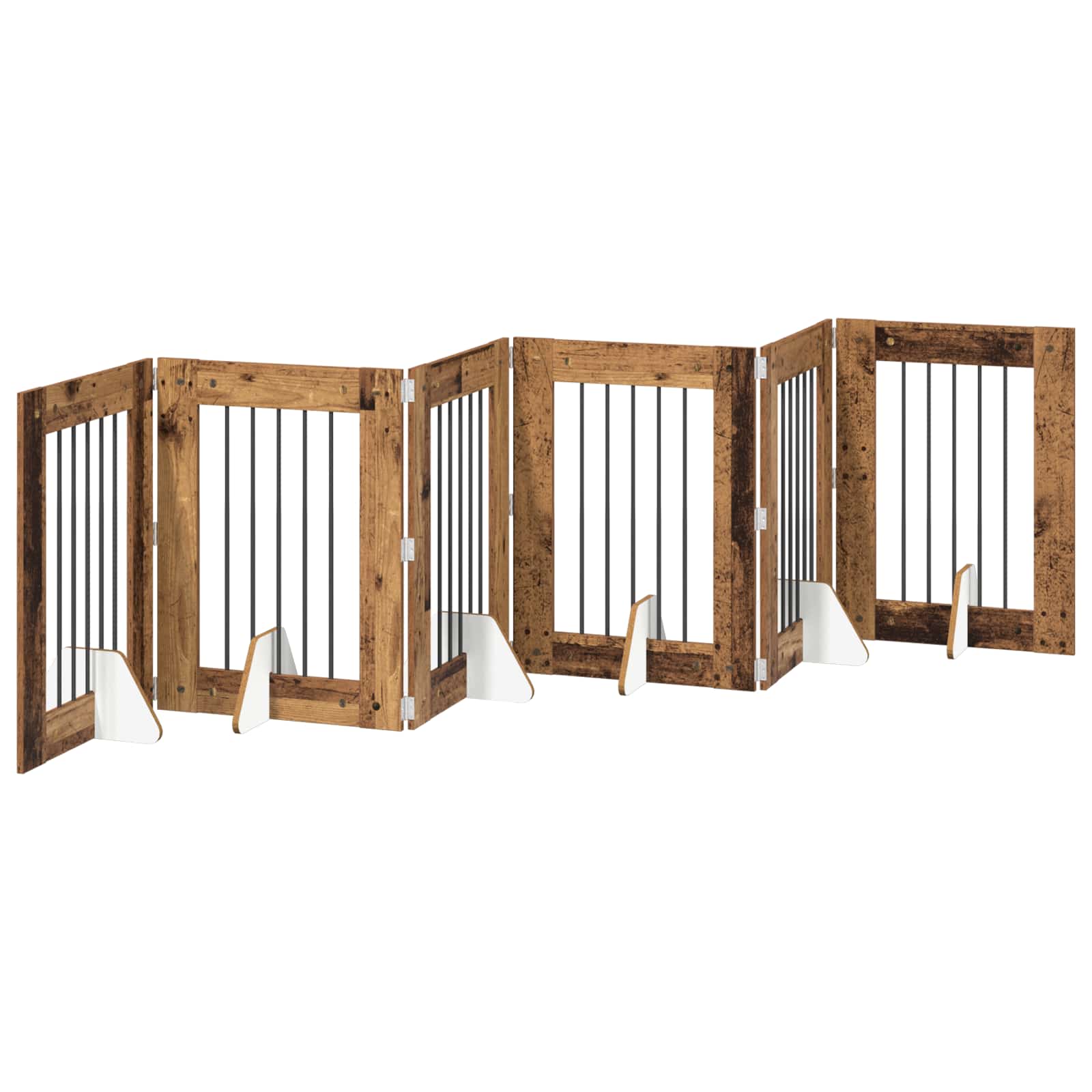 Vrata za pse s postoljem 6 pcs Staro drvo 60 x 80 cm