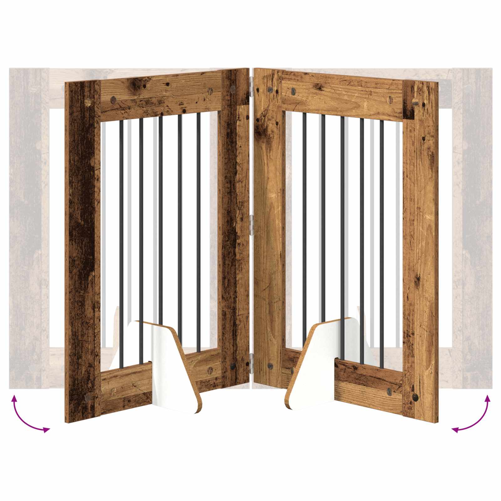 Vrata za pse s postoljem 6 pcs Staro drvo 60 x 80 cm