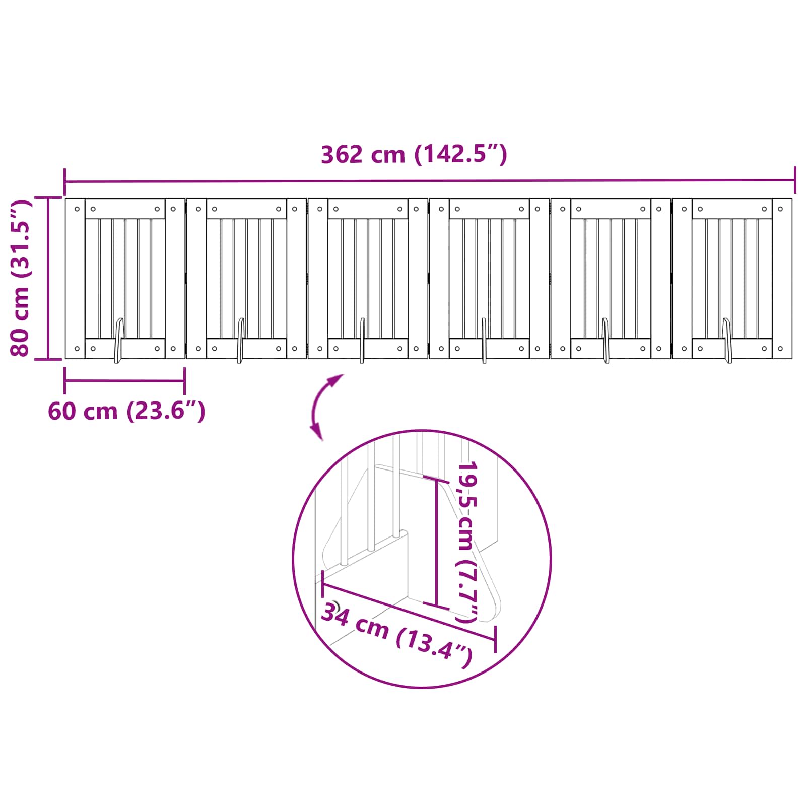 Vrata za pse s postoljem 6 pcs Staro drvo 60 x 80 cm