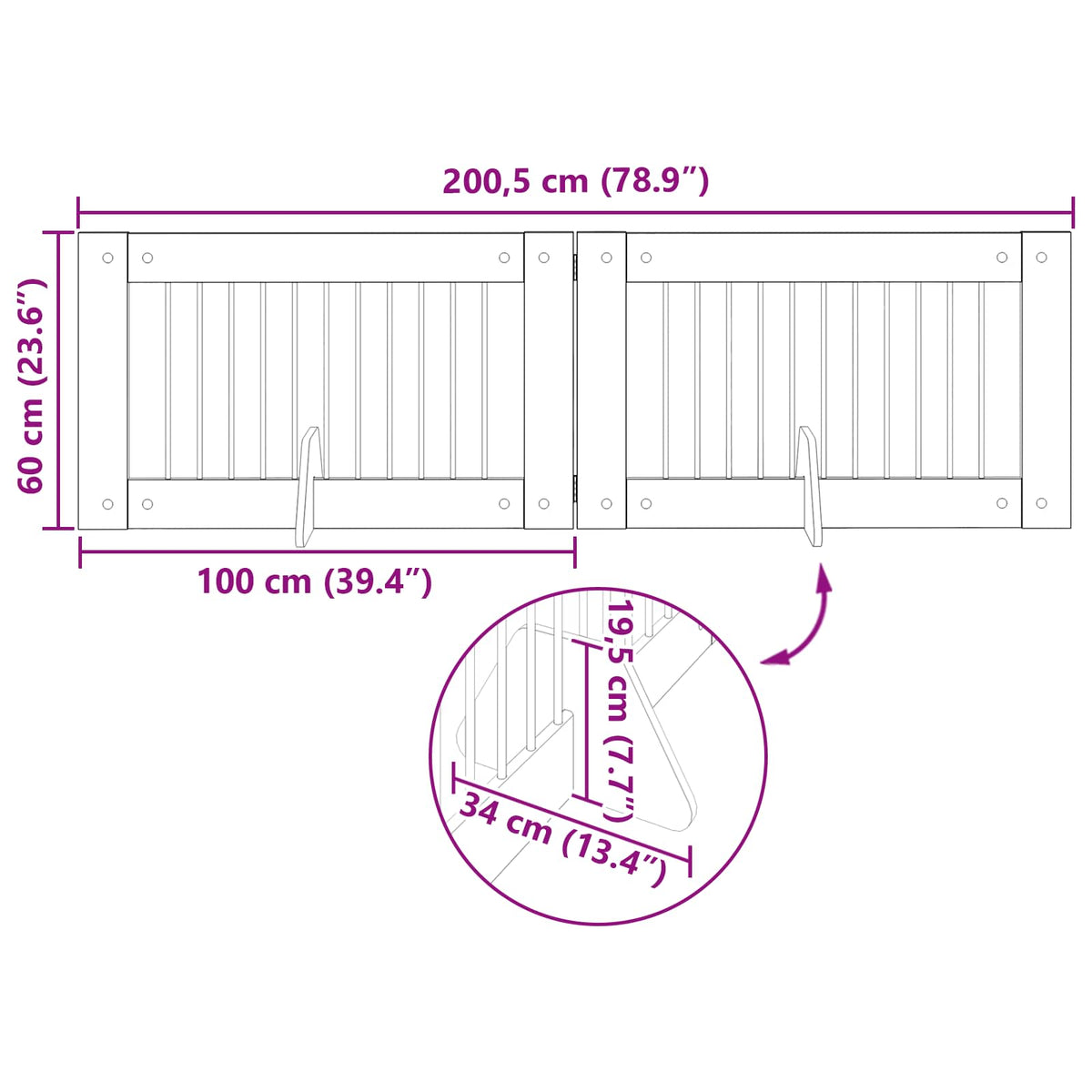 Vrata za pse s postoljem 2 pcs Crni hrast 100 x 60 cm