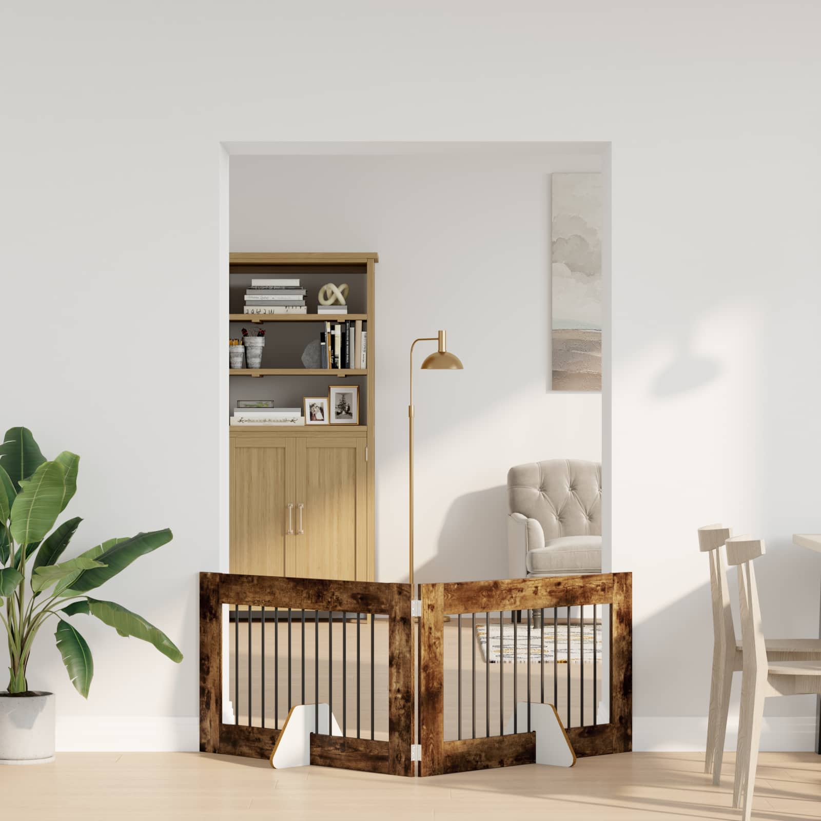 Vrata za pse s postoljem 2 pcs Dimljeni hrast 100 x 60 cm
