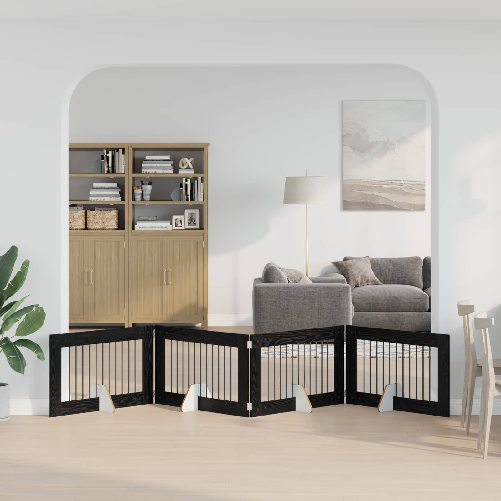 Vrata za pse s postoljem 4 pcs Crni hrast 100 x 60 cm