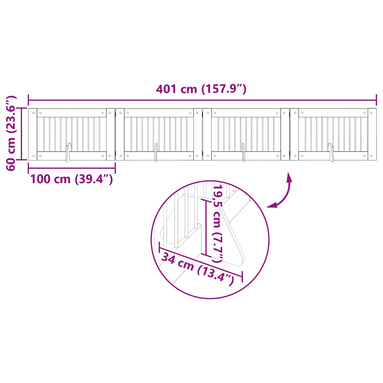 Vrata za pse s postoljem 4 pcs Crni hrast 100 x 60 cm