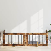 Vrata za pse s postoljem 4 pcs Dimljeni hrast 100 x 60 cm