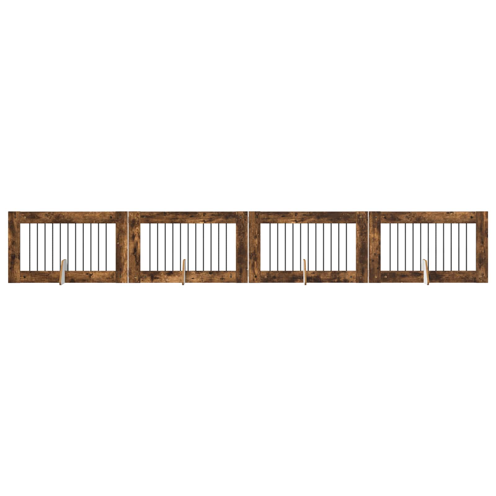 Vrata za pse s postoljem 4 pcs Dimljeni hrast 100 x 60 cm