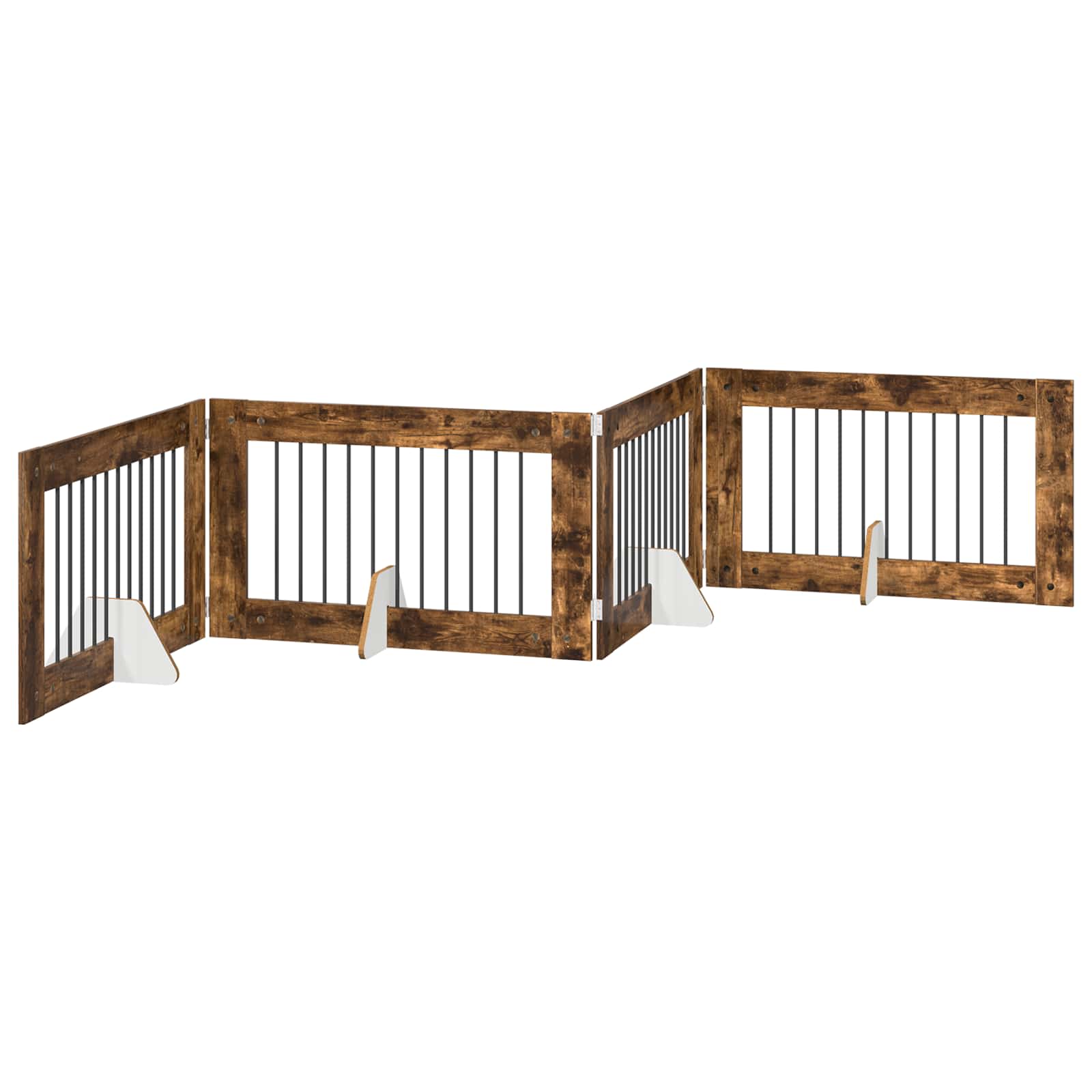 Vrata za pse s postoljem 4 pcs Dimljeni hrast 100 x 60 cm