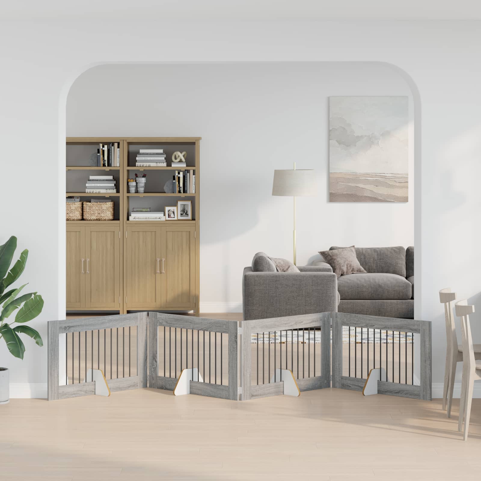 Vrata za pse s postoljem 4 pcs Siva sonoma 100 x 60 cm
