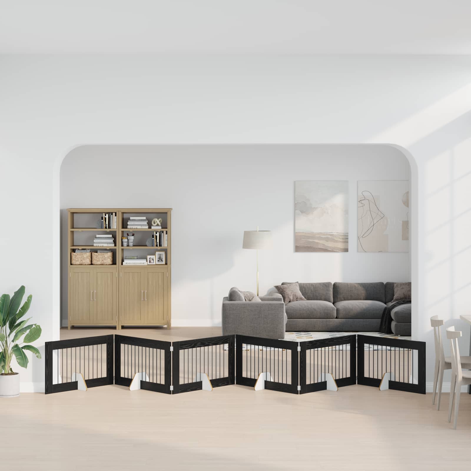 Vrata za pse s postoljem 6 pcs Crni hrast 100 x 60 cm