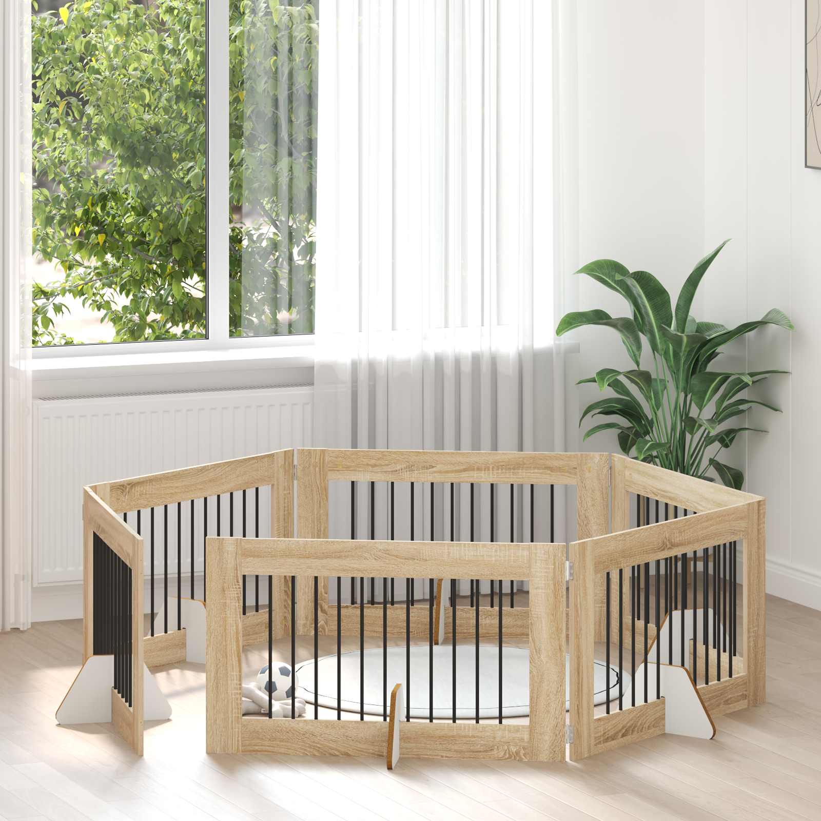 Vrata za pse s postoljem 6 pcs Hrast sonoma 100 x 60 cm