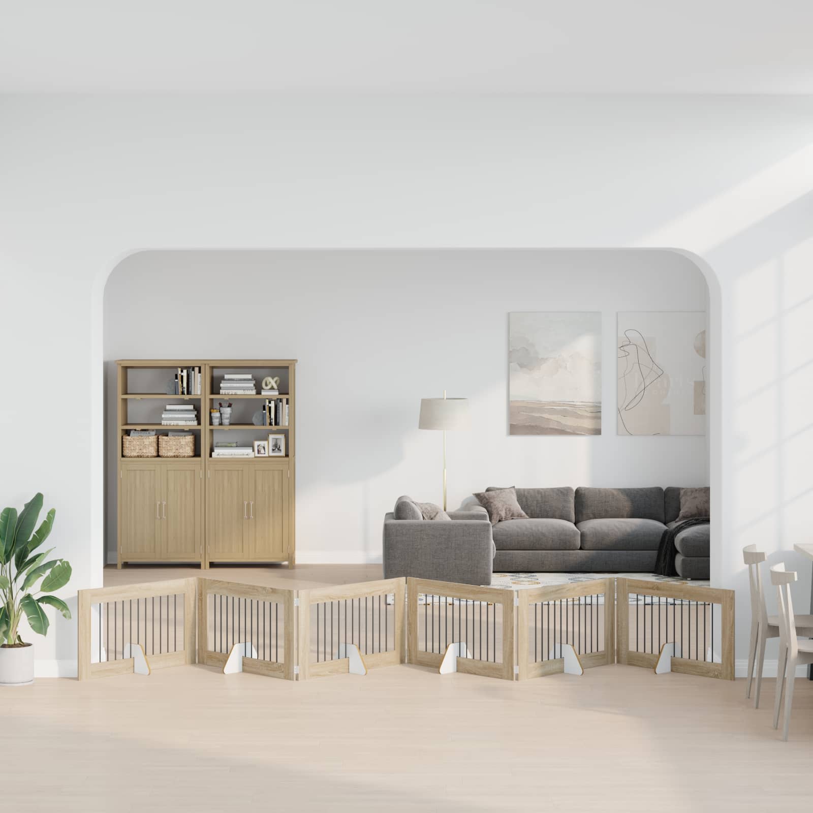 Vrata za pse s postoljem 6 pcs Hrast sonoma 100 x 60 cm