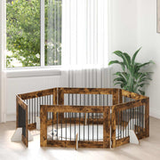 Vrata za pse s postoljem 6 pcs Dimljeni hrast 100 x 60 cm