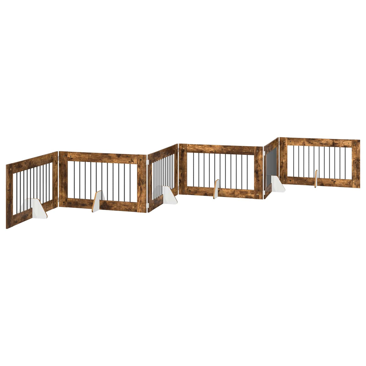 Vrata za pse s postoljem 6 pcs Dimljeni hrast 100 x 60 cm