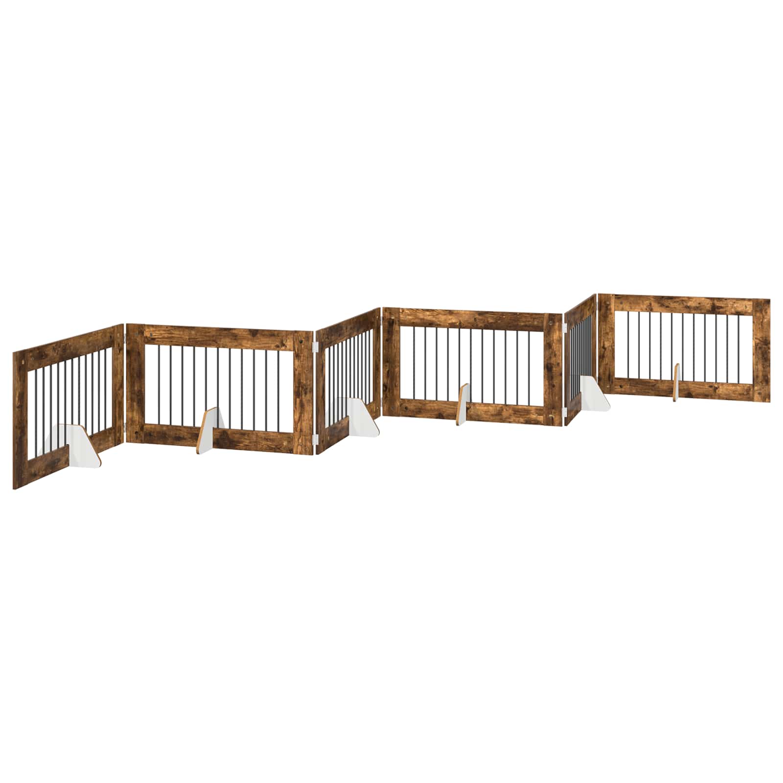 Vrata za pse s postoljem 6 pcs Dimljeni hrast 100 x 60 cm