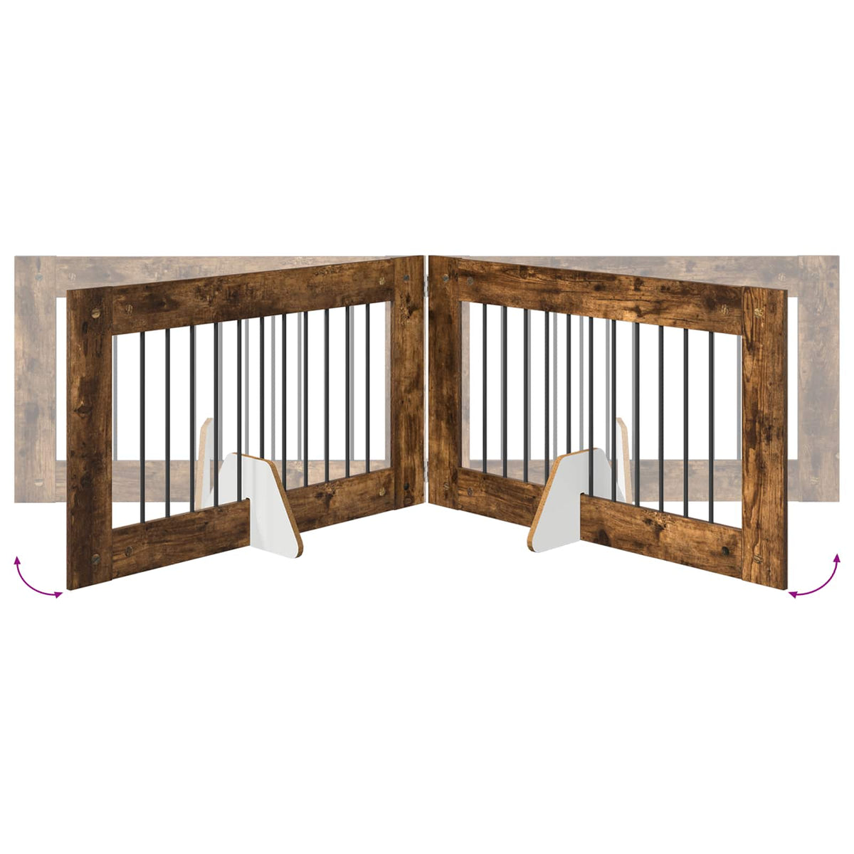 Vrata za pse s postoljem 6 pcs Dimljeni hrast 100 x 60 cm