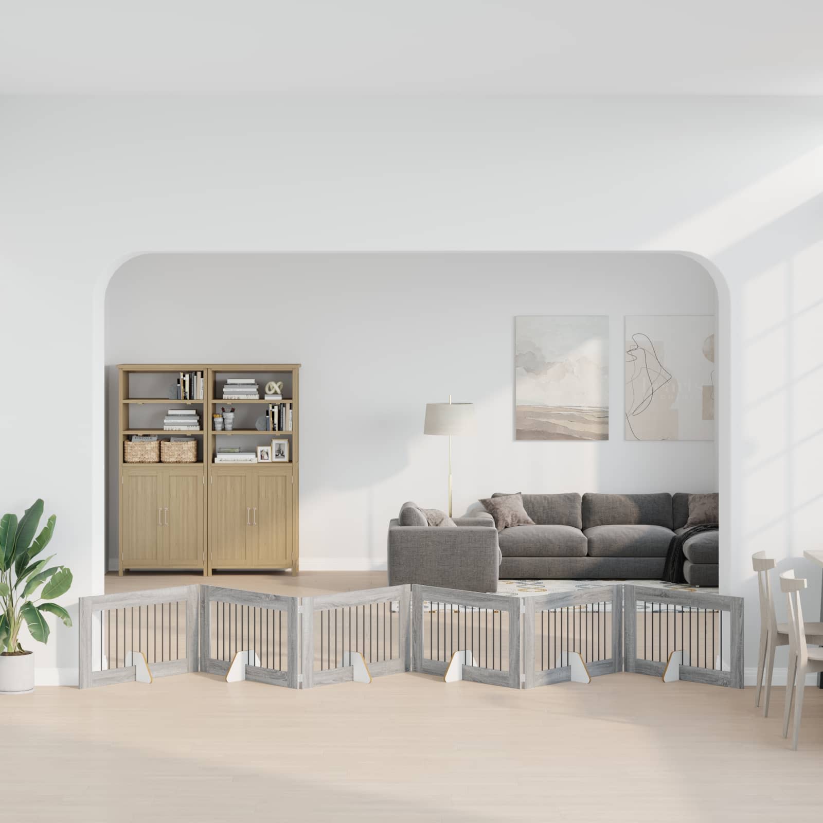 Vrata za pse s postoljem 6 pcs Siva sonoma 100 x 60 cm