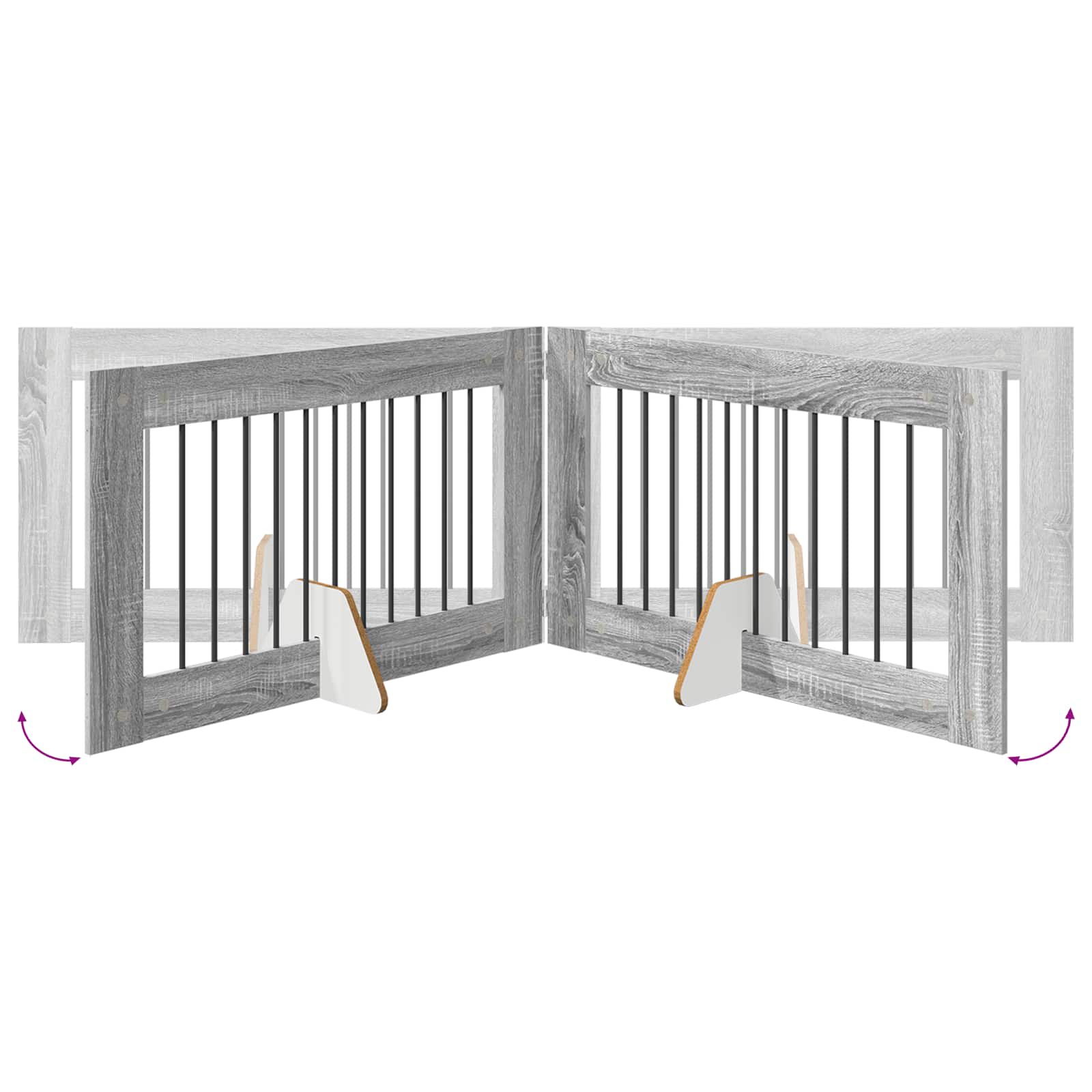 Vrata za pse s postoljem 6 pcs Siva sonoma 100 x 60 cm