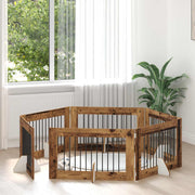 Vrata za pse s postoljem 6 pcs Staro drvo 100 x 60 cm