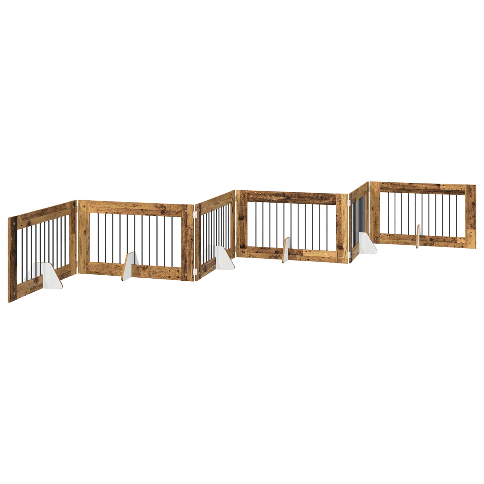 Vrata za pse s postoljem 6 pcs Staro drvo 100 x 60 cm