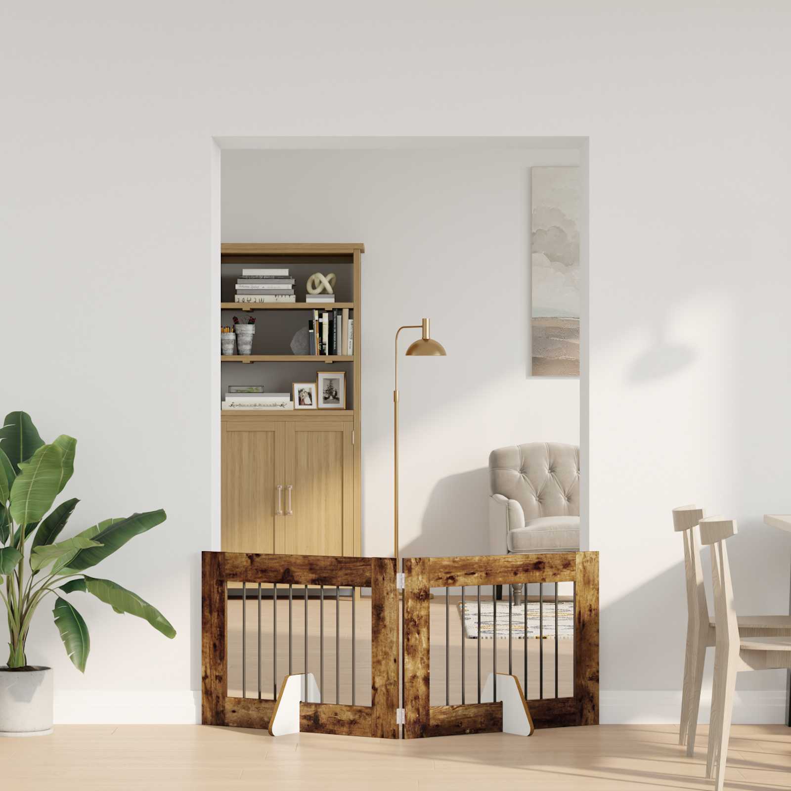 Vrata za pse s postoljem 2 pcs Dimljeni hrast 80 x 60 cm