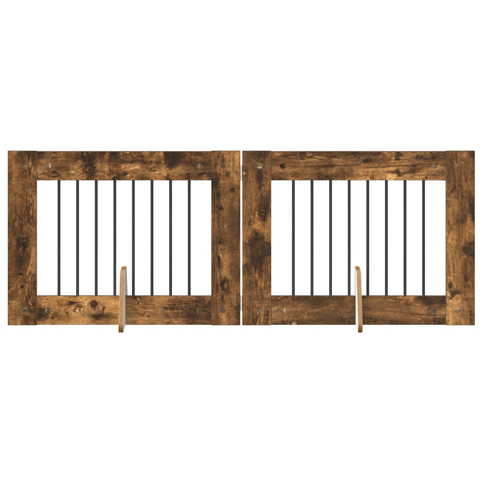 Vrata za pse s postoljem 2 pcs Dimljeni hrast 80 x 60 cm