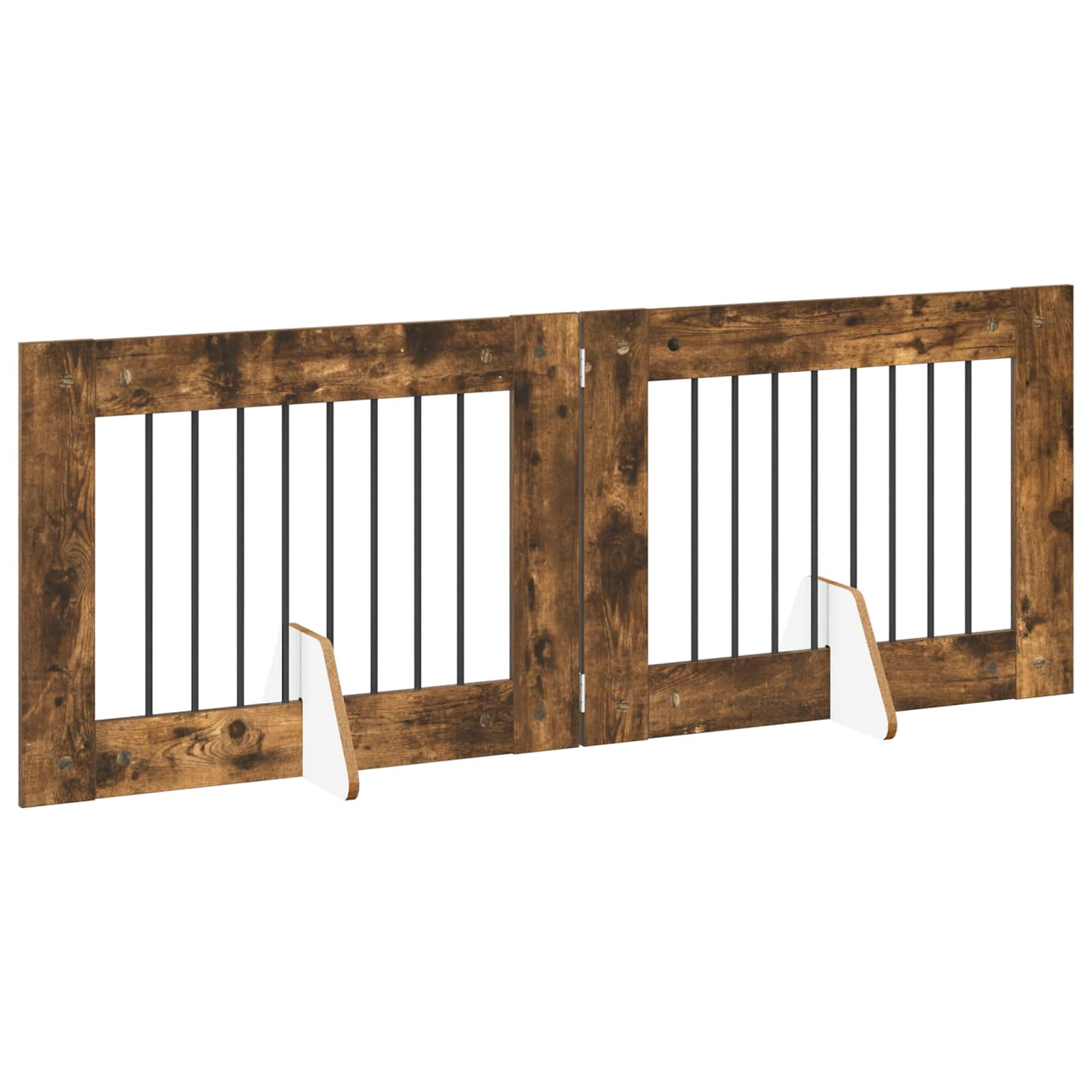Vrata za pse s postoljem 2 pcs Dimljeni hrast 80 x 60 cm