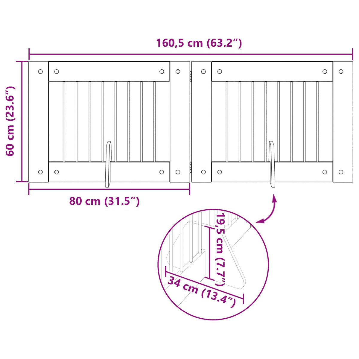Vrata za pse s postoljem 2 pcs Dimljeni hrast 80 x 60 cm