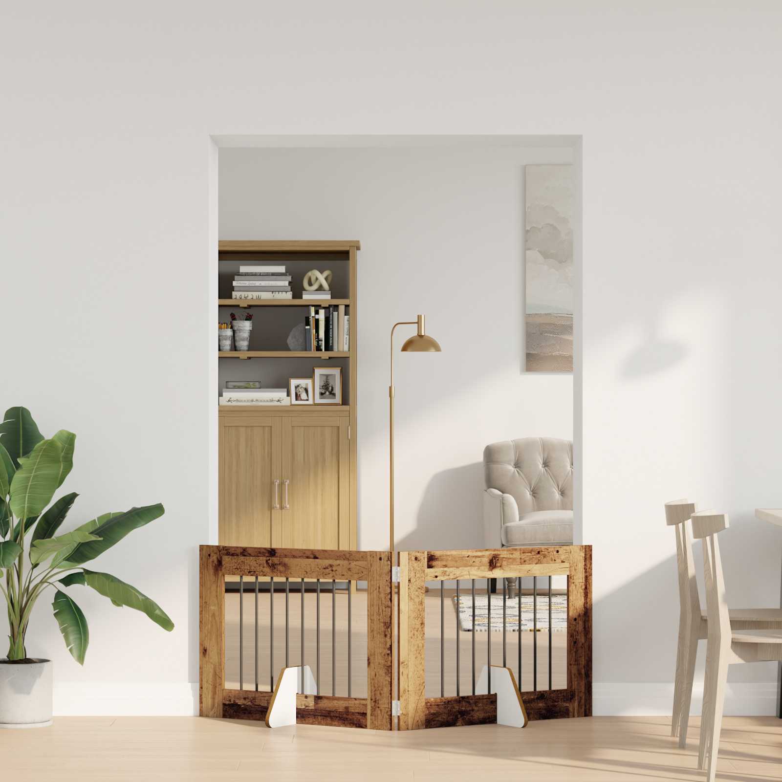 Vrata za pse s postoljem 2 pcs Staro drvo 80 x 60 cm