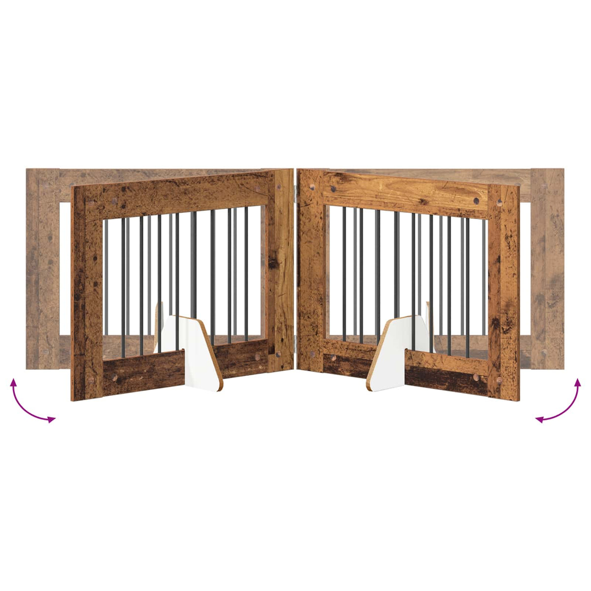 Vrata za pse s postoljem 2 pcs Staro drvo 80 x 60 cm