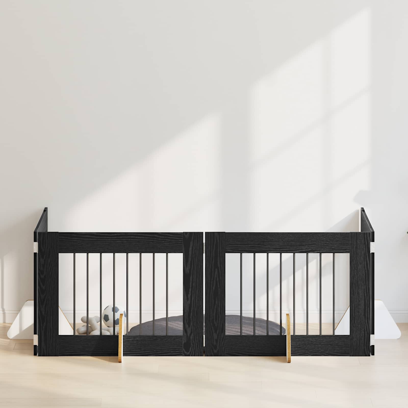 Vrata za pse s postoljem 4 pcs Crni hrast 80 x 60 cm