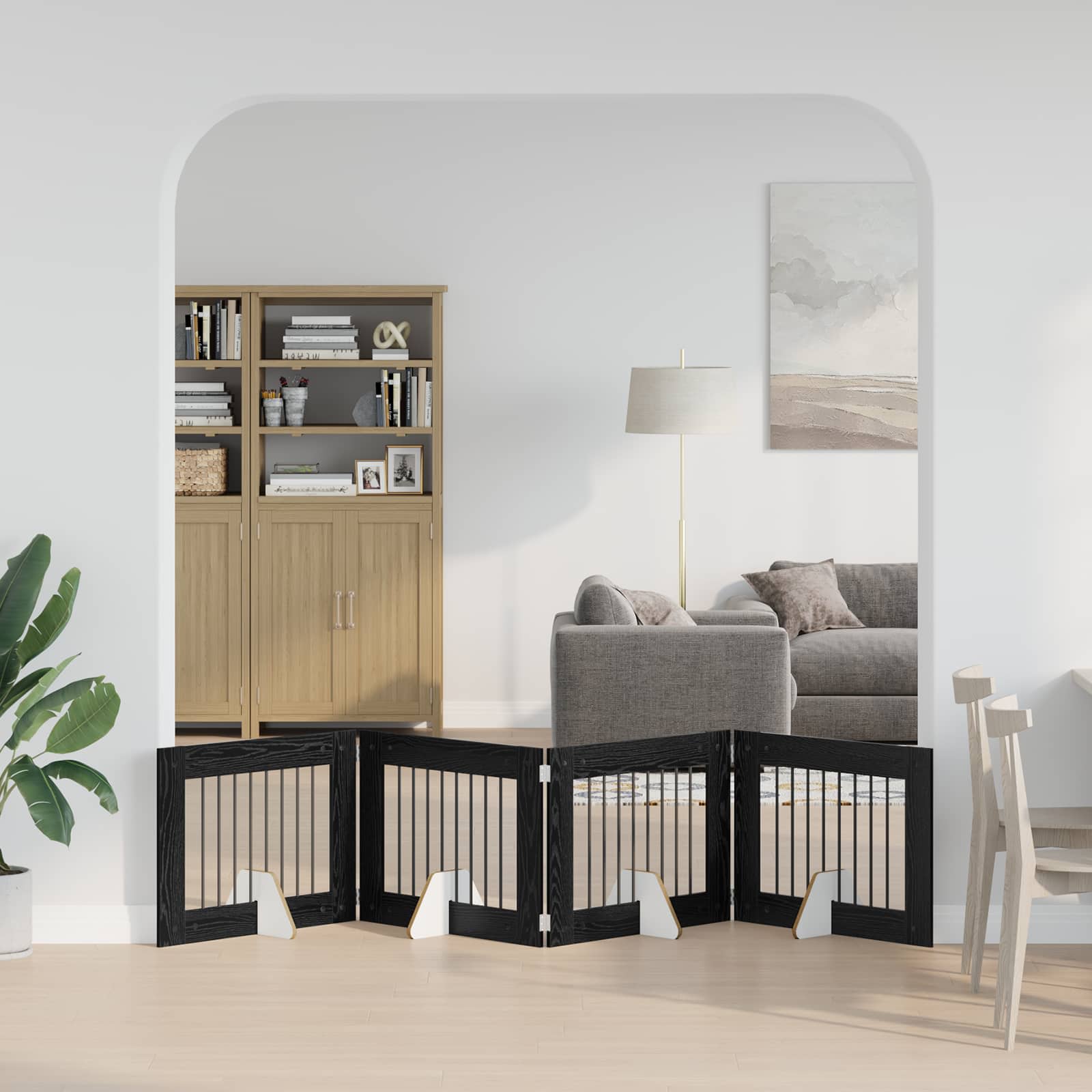 Vrata za pse s postoljem 4 pcs Crni hrast 80 x 60 cm
