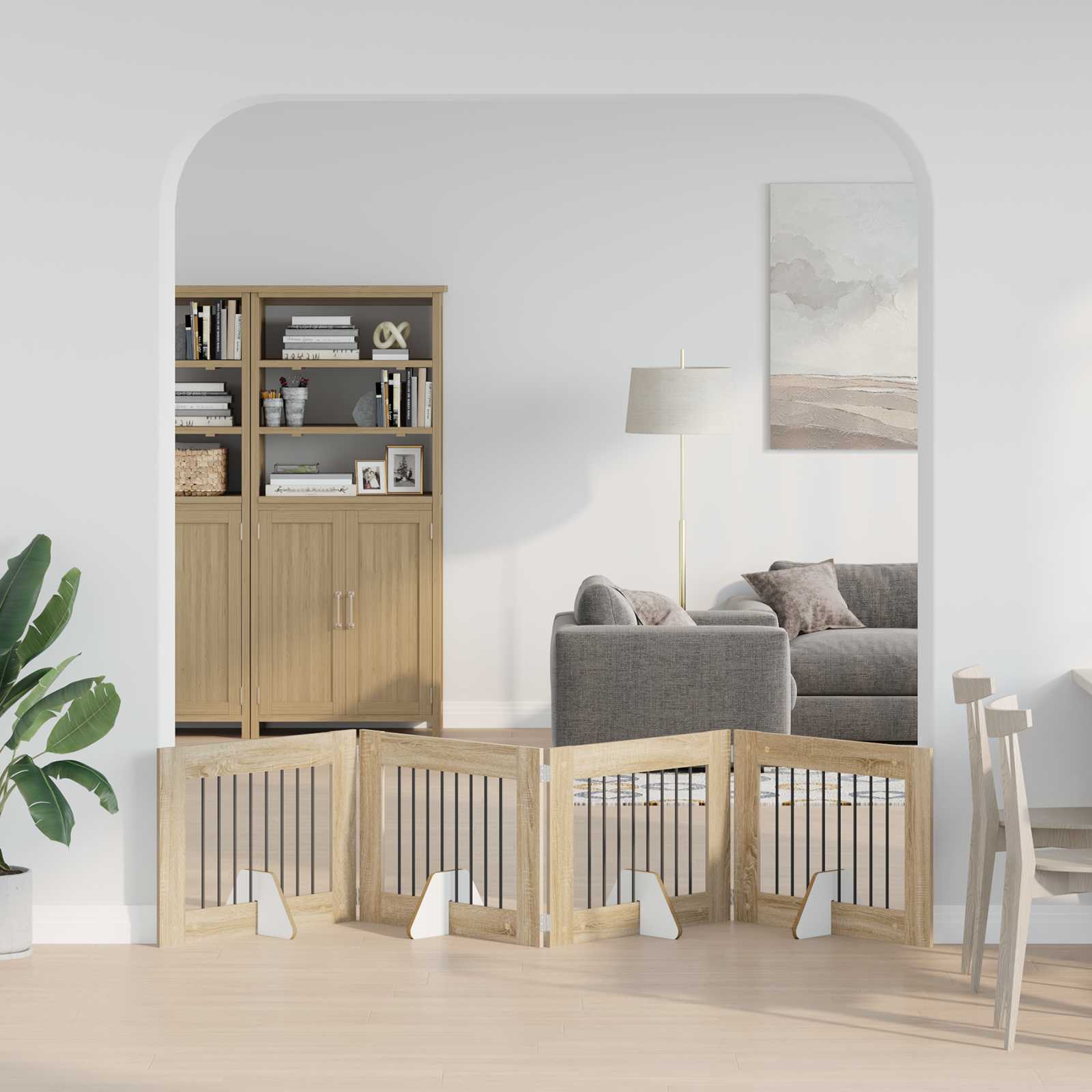 Vrata za pse s postoljem 4 pcs Hrast sonoma 80 x 60 cm