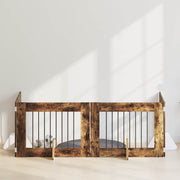 Vrata za pse s postoljem 4 pcs Dimljeni hrast 80 x 60 cm