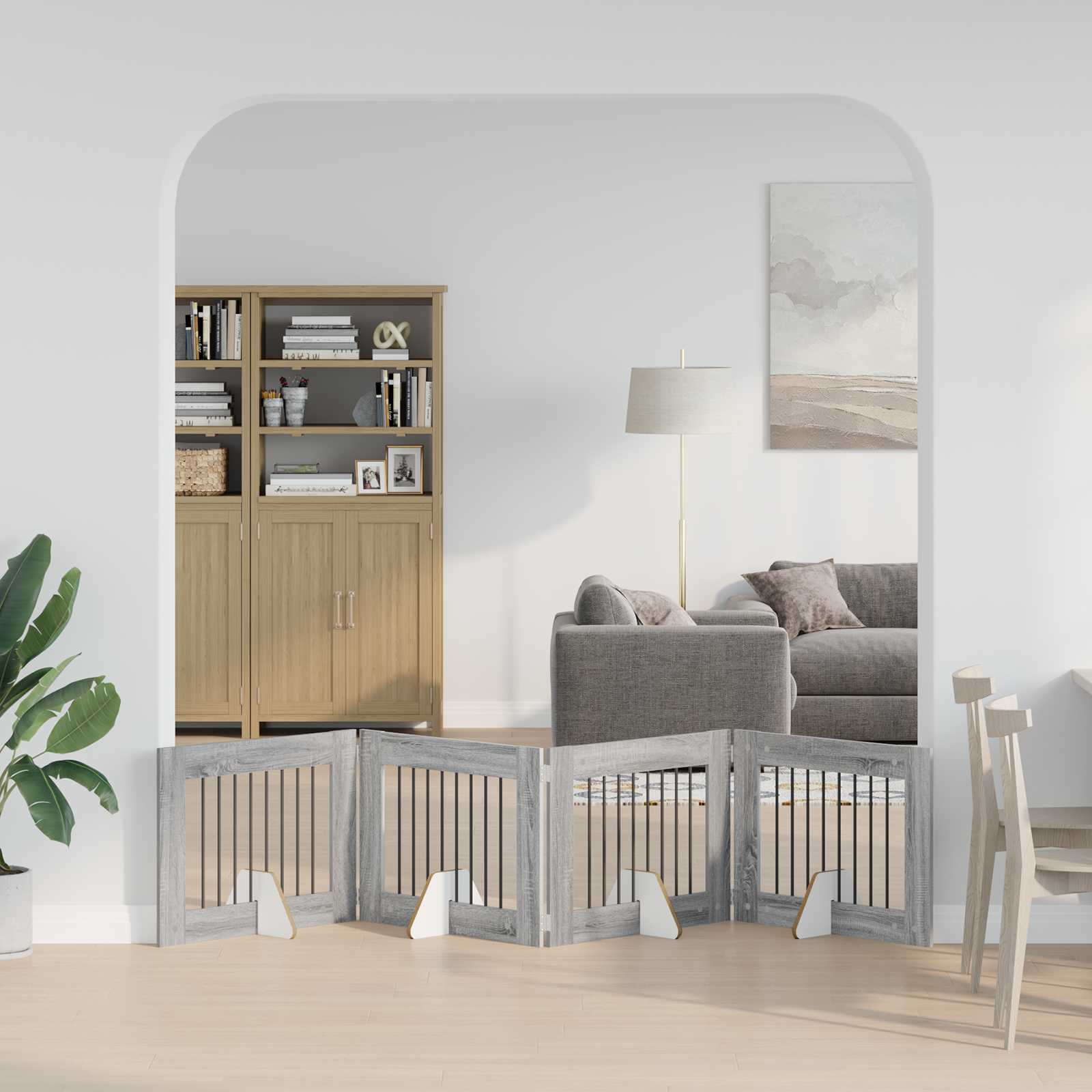 Vrata za pse s postoljem 4 pcs Siva sonoma 80 x 60 cm