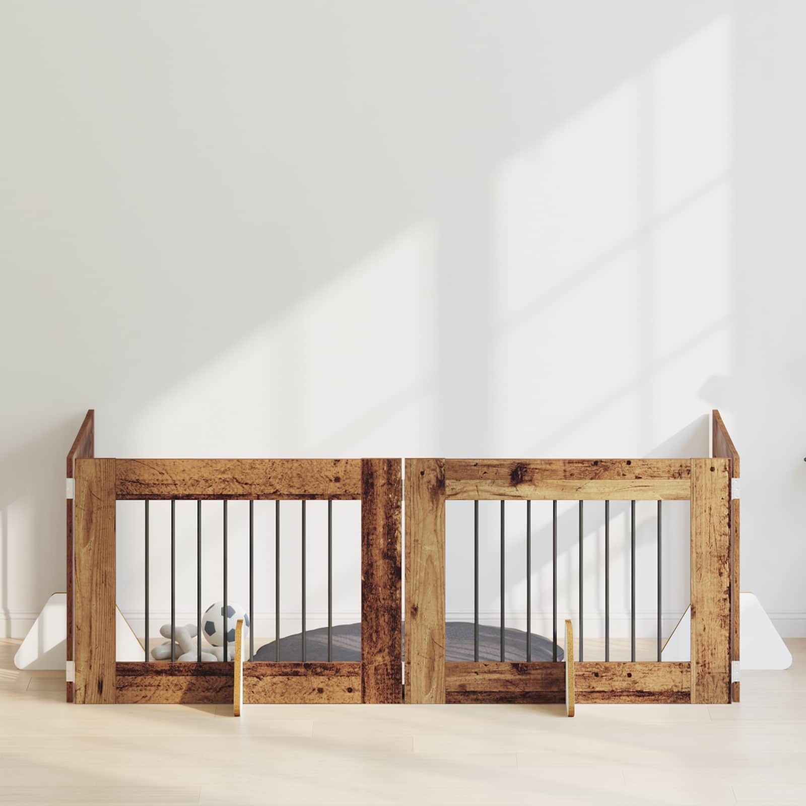 Vrata za pse s postoljem 4 pcs Staro drvo 80 x 60 cm