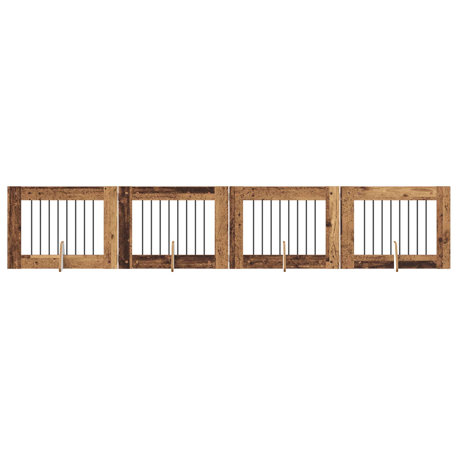 Vrata za pse s postoljem 4 pcs Staro drvo 80 x 60 cm