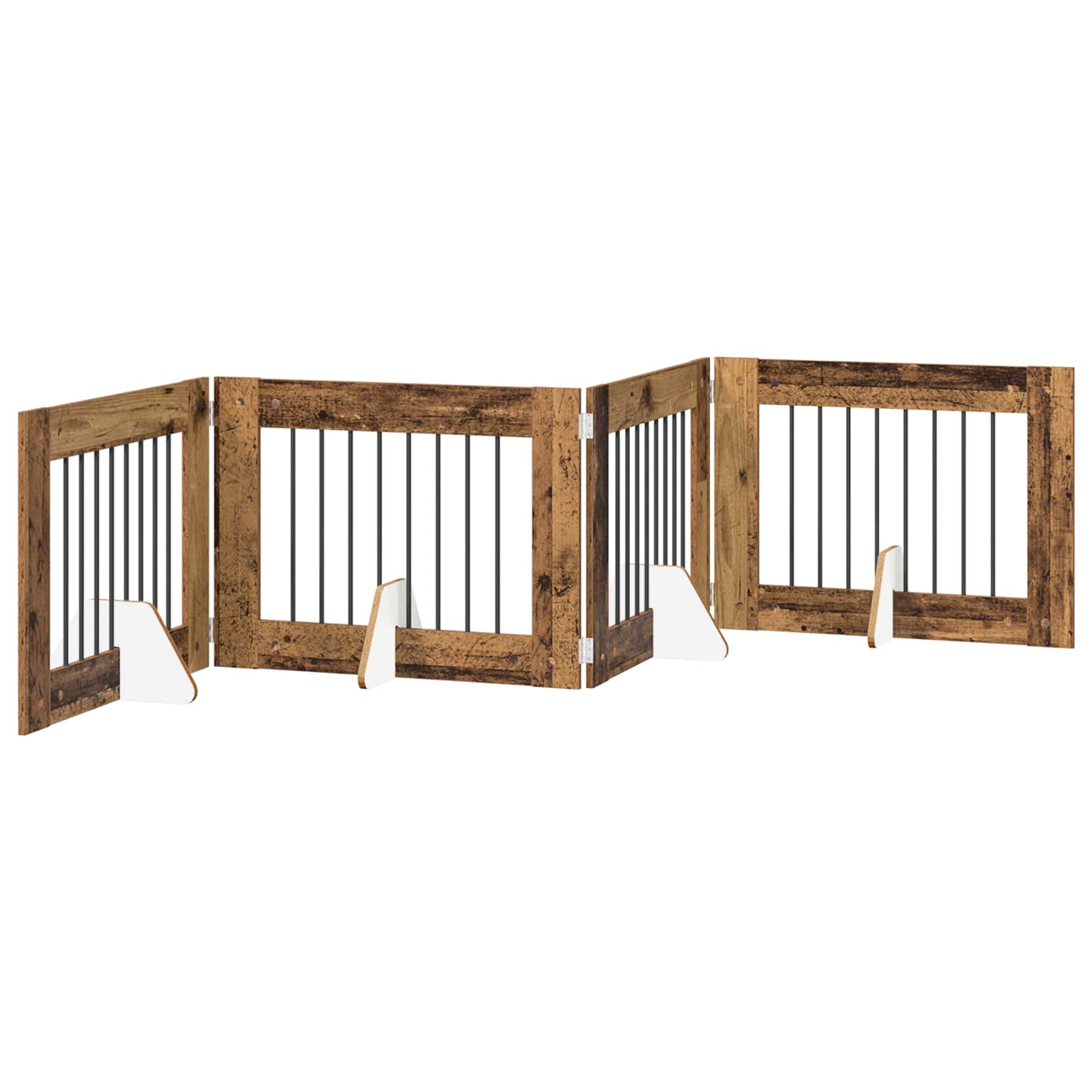 Vrata za pse s postoljem 4 pcs Staro drvo 80 x 60 cm