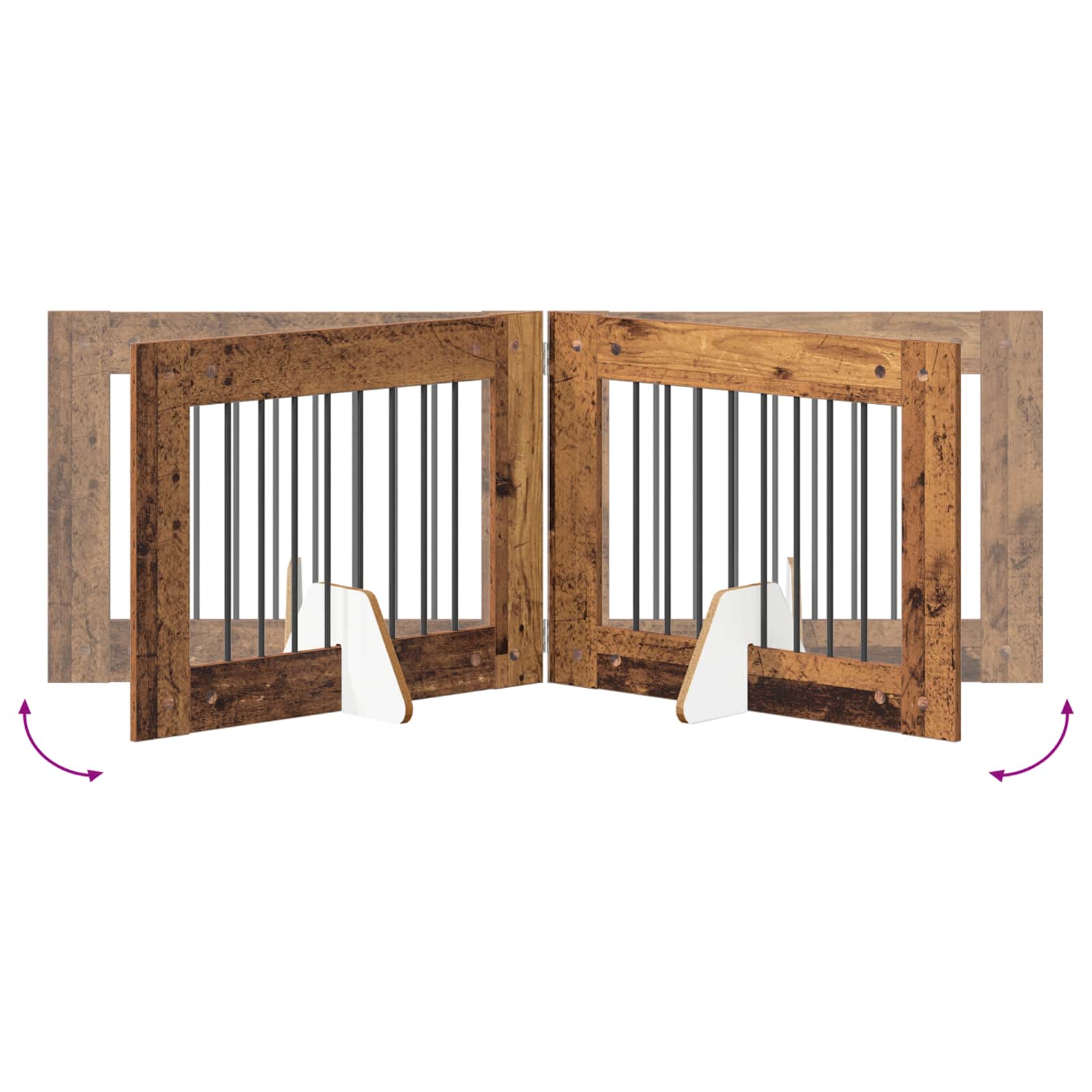Vrata za pse s postoljem 4 pcs Staro drvo 80 x 60 cm