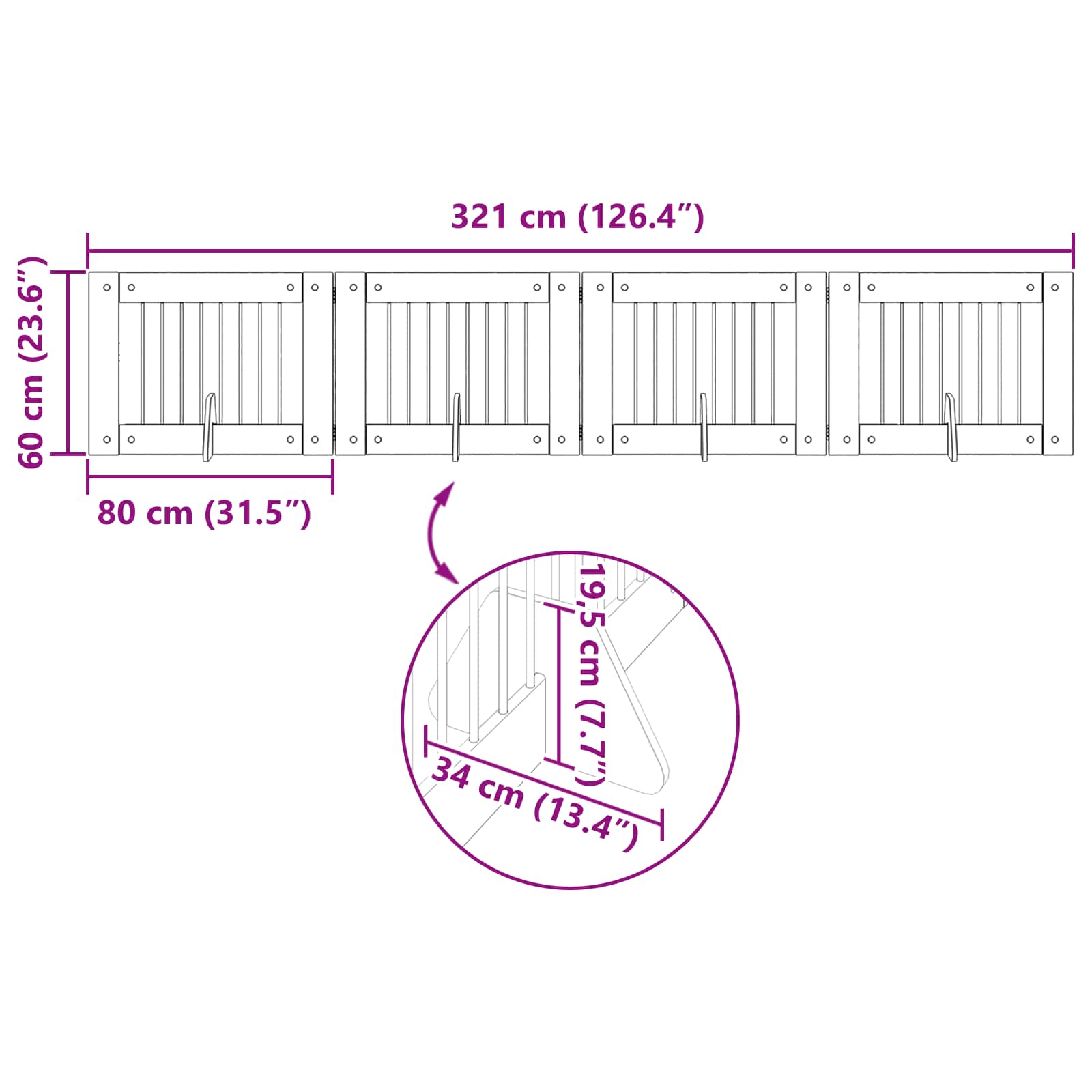 Vrata za pse s postoljem 4 pcs Staro drvo 80 x 60 cm