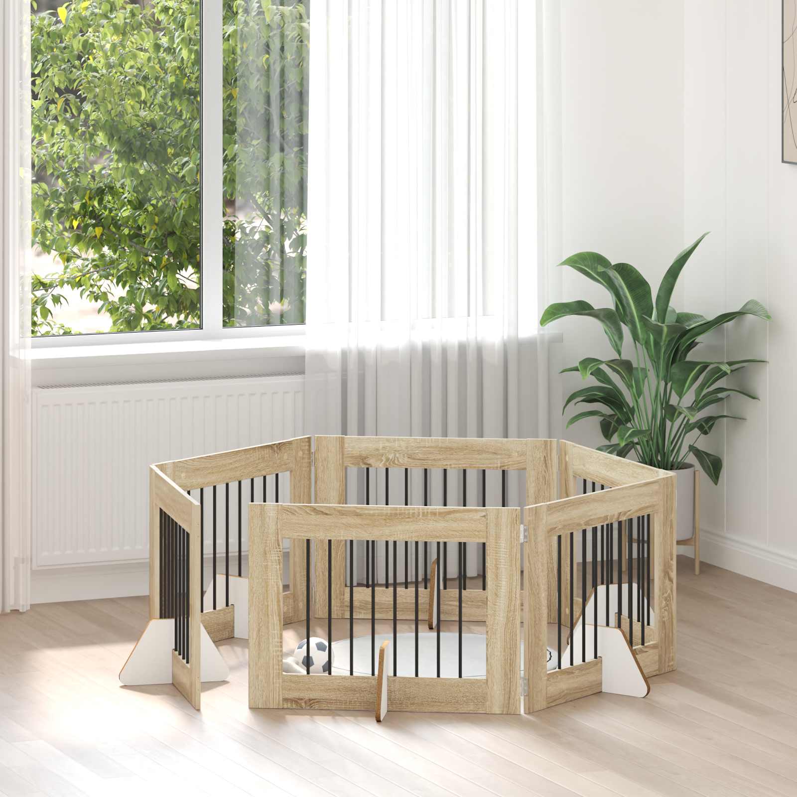 Vrata za pse s postoljem 6 pcs Hrast sonoma 80 x 60 cm